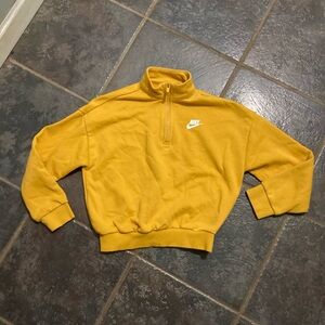 Nike Girls' Sportswear Club Fleece 1/2 Zip Sweatshirt  in Yellow Ochre Size M
